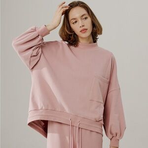 NAP Drawstring Hem Cotton Sweatshirt Blush Pink Oversized Top Women’s Size Large